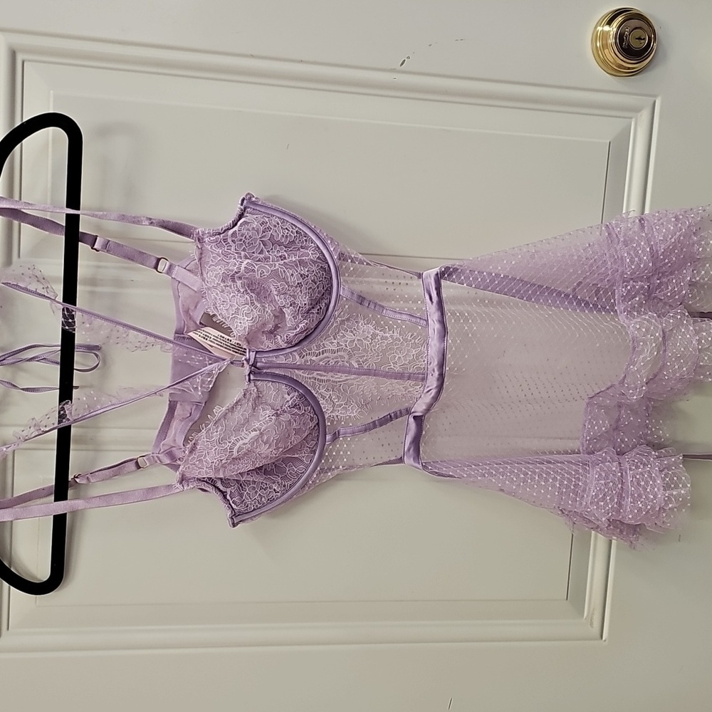 Victoria's Secret, Lilac, Lace, Chemise, Wedding, Sleep, Honeymoon, Bridal, Sexy